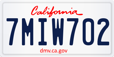 CA license plate 7MIW702