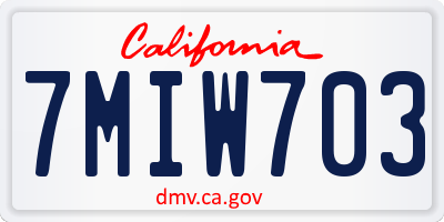 CA license plate 7MIW703