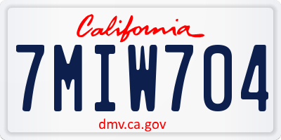 CA license plate 7MIW704