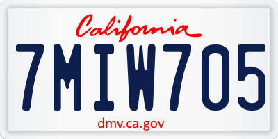 CA license plate 7MIW705