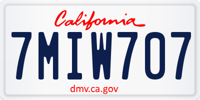 CA license plate 7MIW707