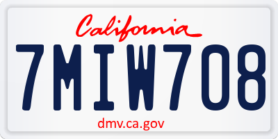 CA license plate 7MIW708