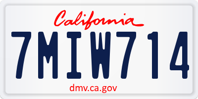 CA license plate 7MIW714