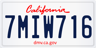 CA license plate 7MIW716