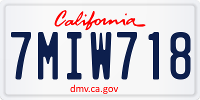 CA license plate 7MIW718