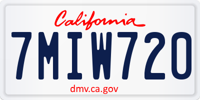 CA license plate 7MIW720