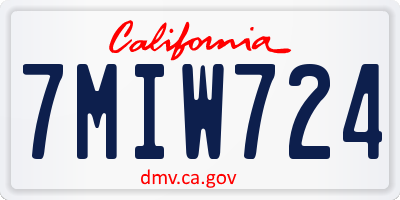 CA license plate 7MIW724