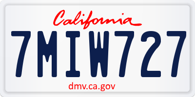 CA license plate 7MIW727
