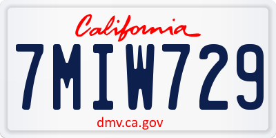 CA license plate 7MIW729