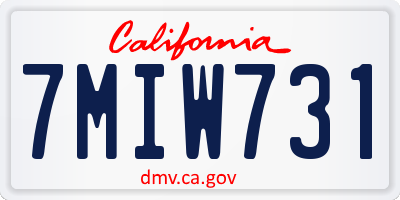 CA license plate 7MIW731