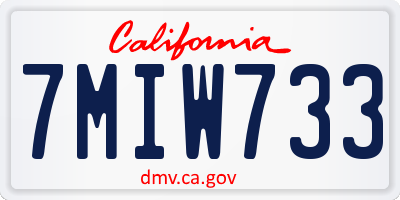 CA license plate 7MIW733