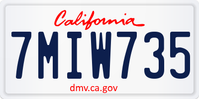 CA license plate 7MIW735