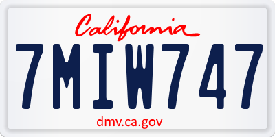 CA license plate 7MIW747