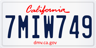 CA license plate 7MIW749