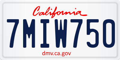 CA license plate 7MIW750
