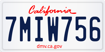 CA license plate 7MIW756