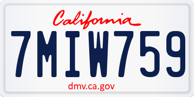 CA license plate 7MIW759