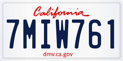 CA license plate 7MIW761
