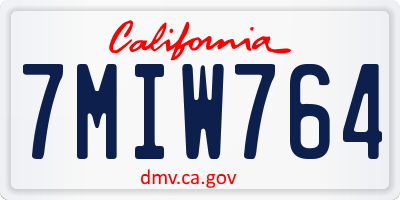 CA license plate 7MIW764