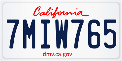 CA license plate 7MIW765