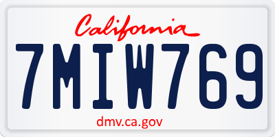 CA license plate 7MIW769