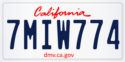 CA license plate 7MIW774
