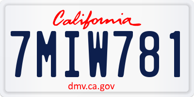 CA license plate 7MIW781