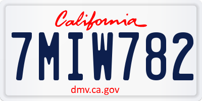 CA license plate 7MIW782