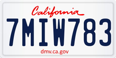 CA license plate 7MIW783