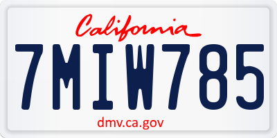 CA license plate 7MIW785