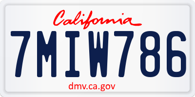 CA license plate 7MIW786