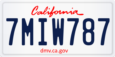 CA license plate 7MIW787