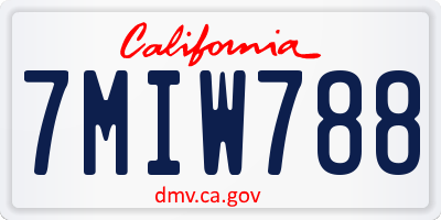 CA license plate 7MIW788