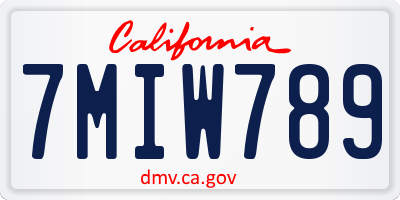 CA license plate 7MIW789