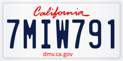 CA license plate 7MIW791