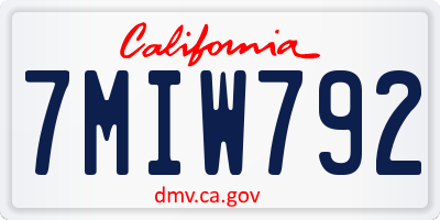 CA license plate 7MIW792