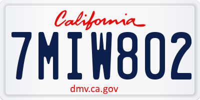 CA license plate 7MIW802