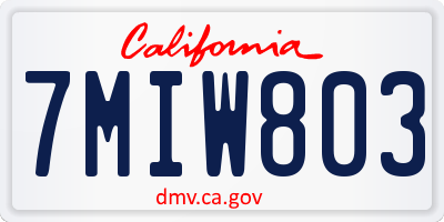 CA license plate 7MIW803