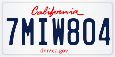 CA license plate 7MIW804