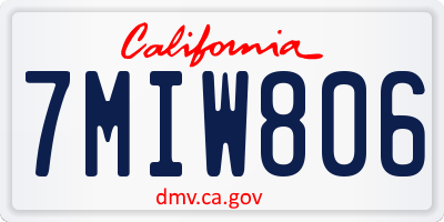 CA license plate 7MIW806