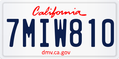 CA license plate 7MIW810