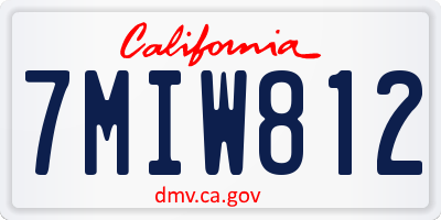 CA license plate 7MIW812