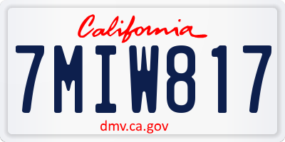 CA license plate 7MIW817