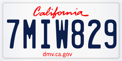 CA license plate 7MIW829