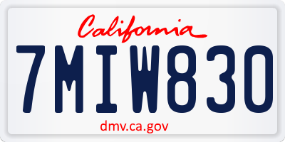 CA license plate 7MIW830