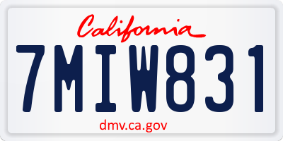 CA license plate 7MIW831