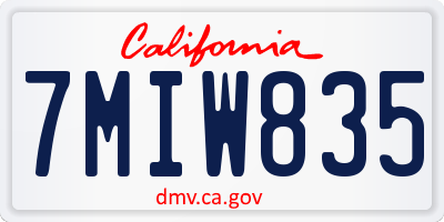 CA license plate 7MIW835