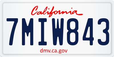 CA license plate 7MIW843