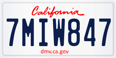 CA license plate 7MIW847