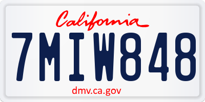 CA license plate 7MIW848